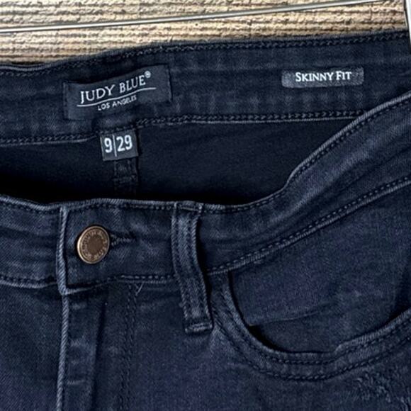 Judy Blue Juliana Black Mid-Rise Skinny Leopard Patch Jeans Size 9 29 - Picture 5 of 10